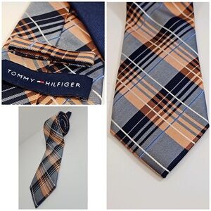 Tommy Hilfiger Plaid Tie in Navy and Orange